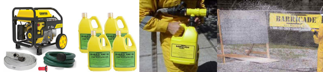 Portable Fire Pump System with Barricade Fire Blocking Gel and Barricade Fire Eductor Nozzle Gel Applicator